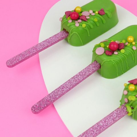 12 Popsicle Sticks Glitter Rosa