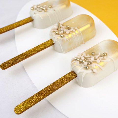 12 Popsicle Sticks Glitter Ouro