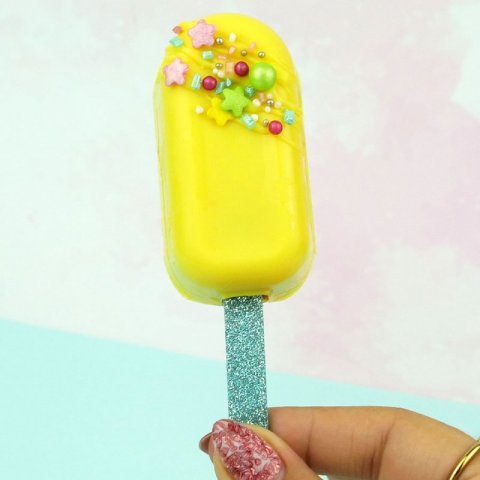 12 Popsicle Sticks Glitter Azul 