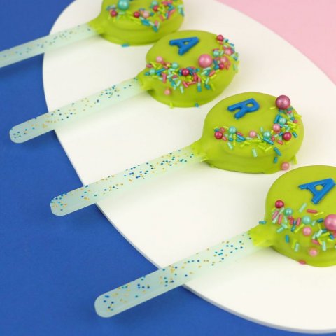 12 Popsicle Sticks Azul Bebé com Salpicos