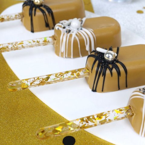 12 Popsicle Sticks Transparente com Folha de Ouro