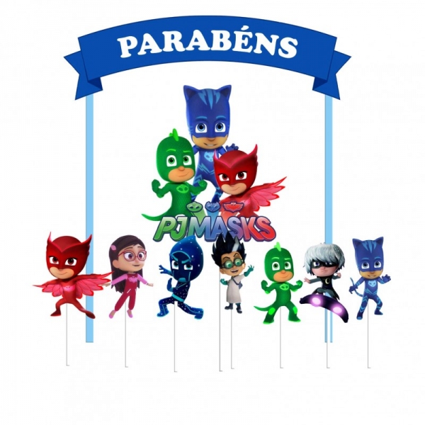 Topo de Bolo PJ Masks