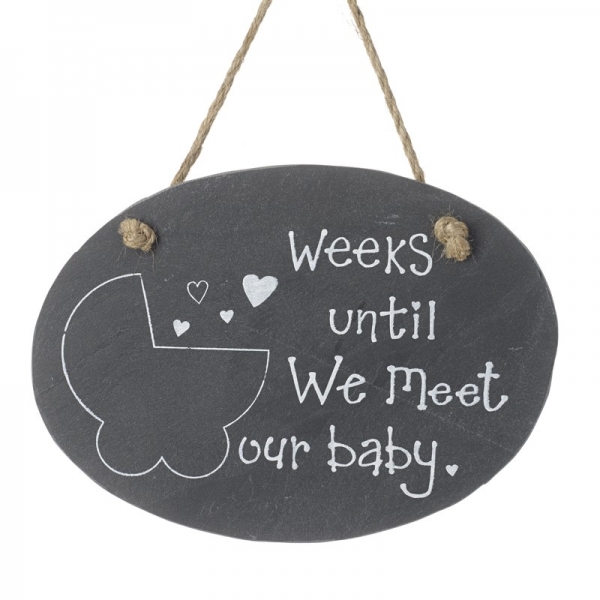 Placa Ardósia Weeks to Baby