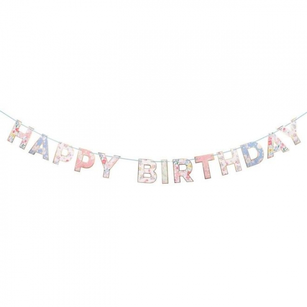 Faixa Floral Happy Birthday English Garden Faixa Floral Happy Birthday English Garden