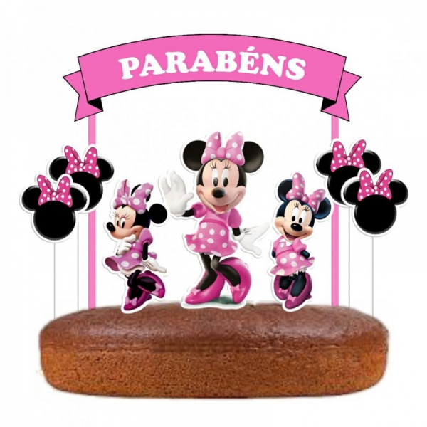 Topo de Bolo Minnie Rosa