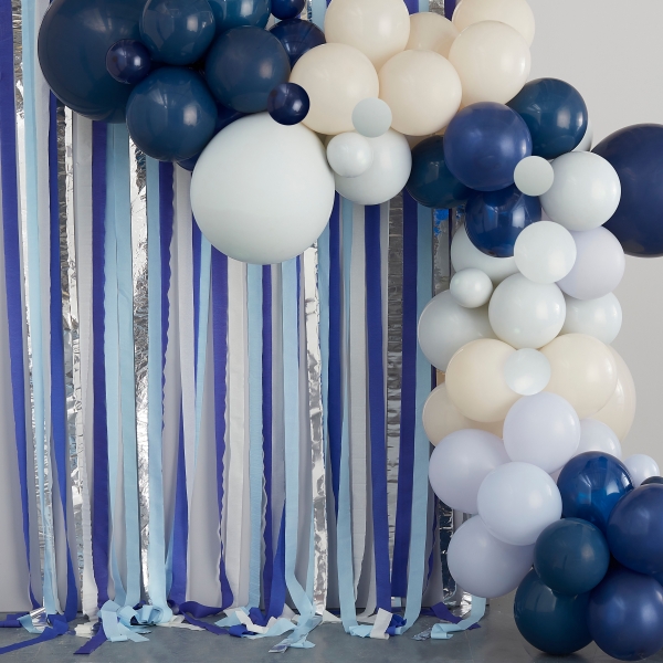Kit Arco de Balões com Cortina Azul