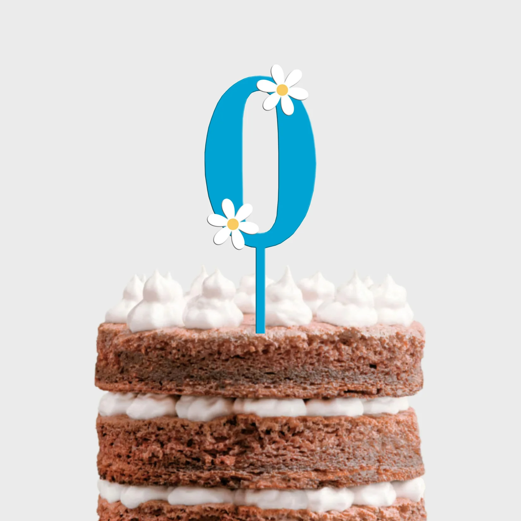 Topo de Bolo MDF Colorido Número com Margaridas