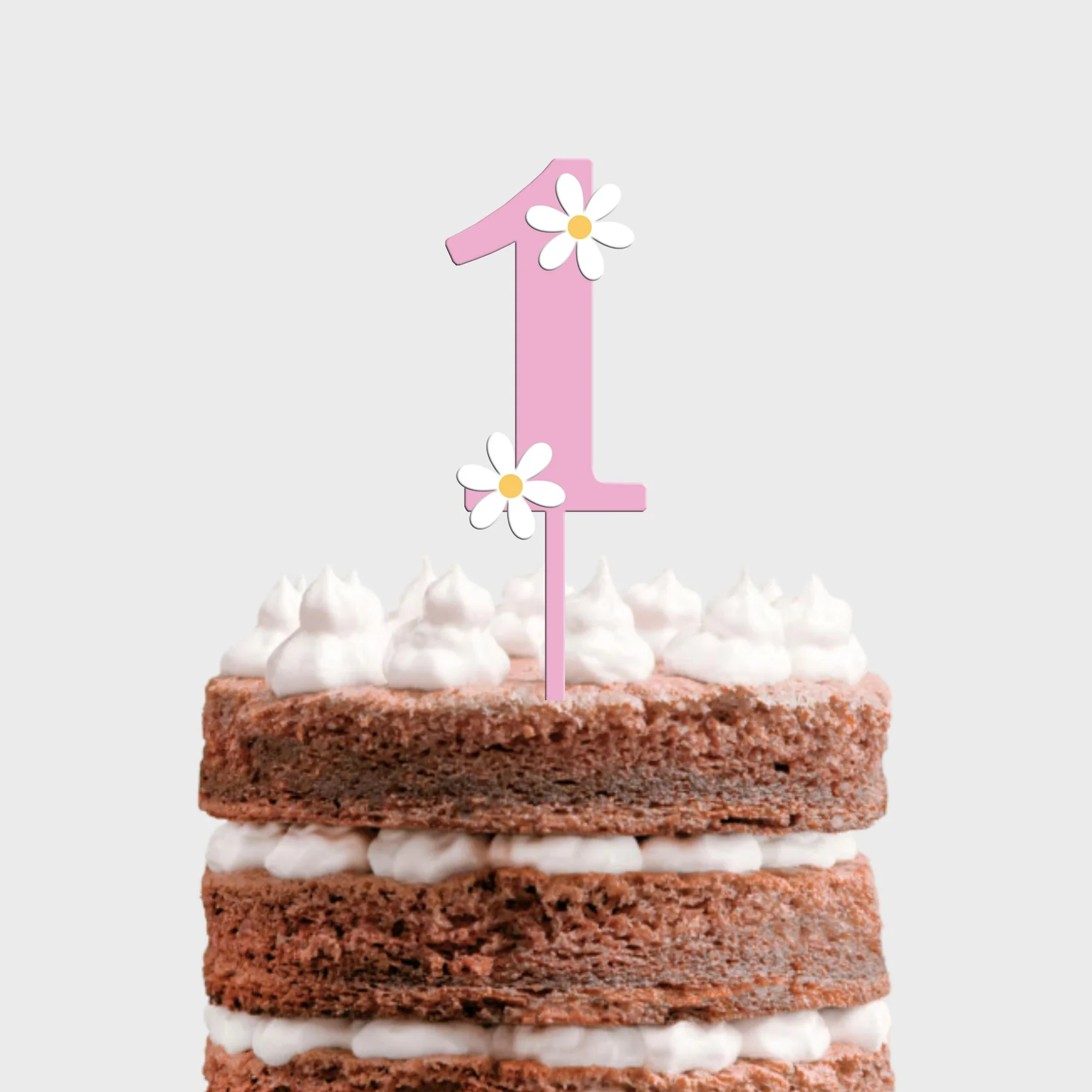 Topo de Bolo MDF Colorido Número com Margaridas