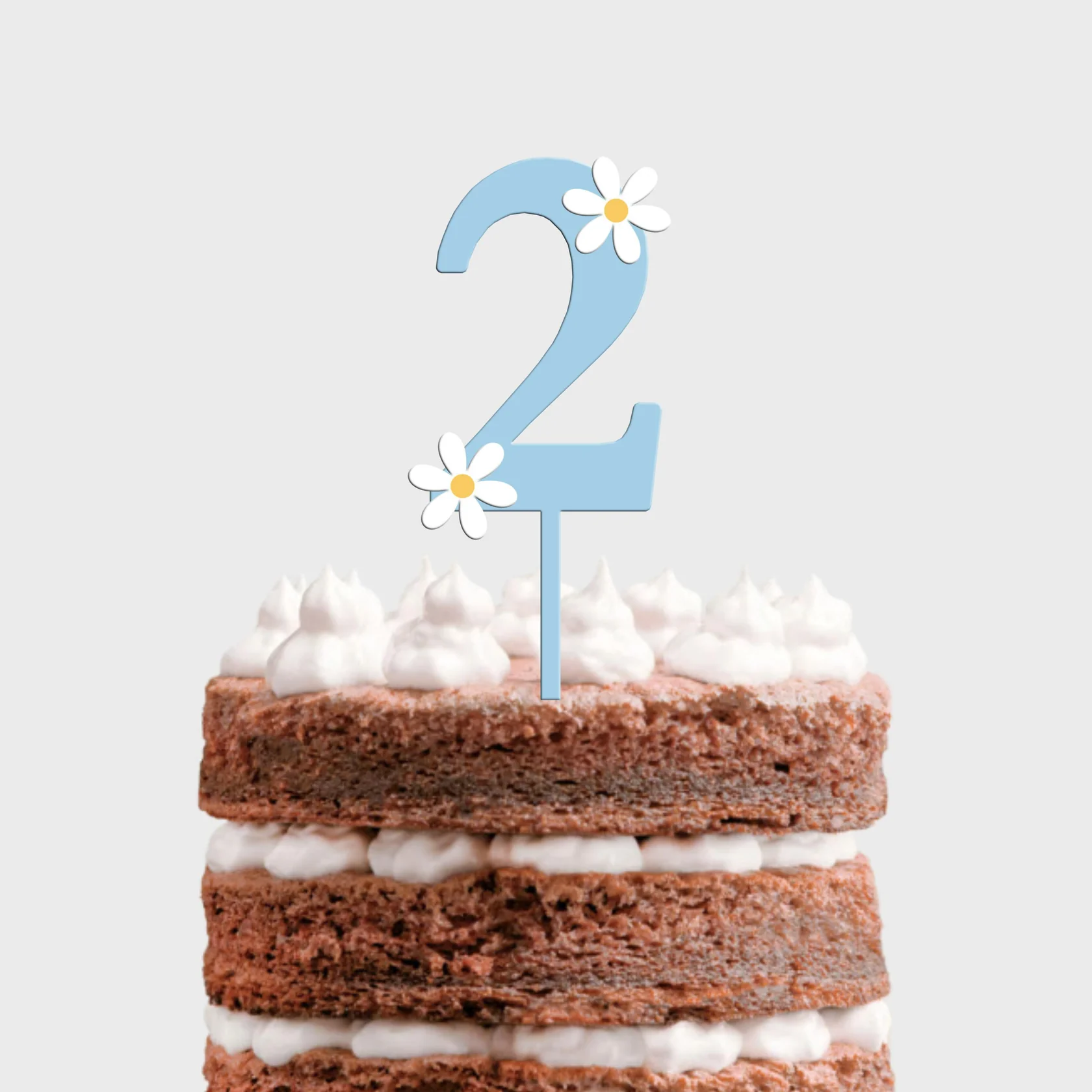 Topo de Bolo MDF Colorido Número com Margaridas