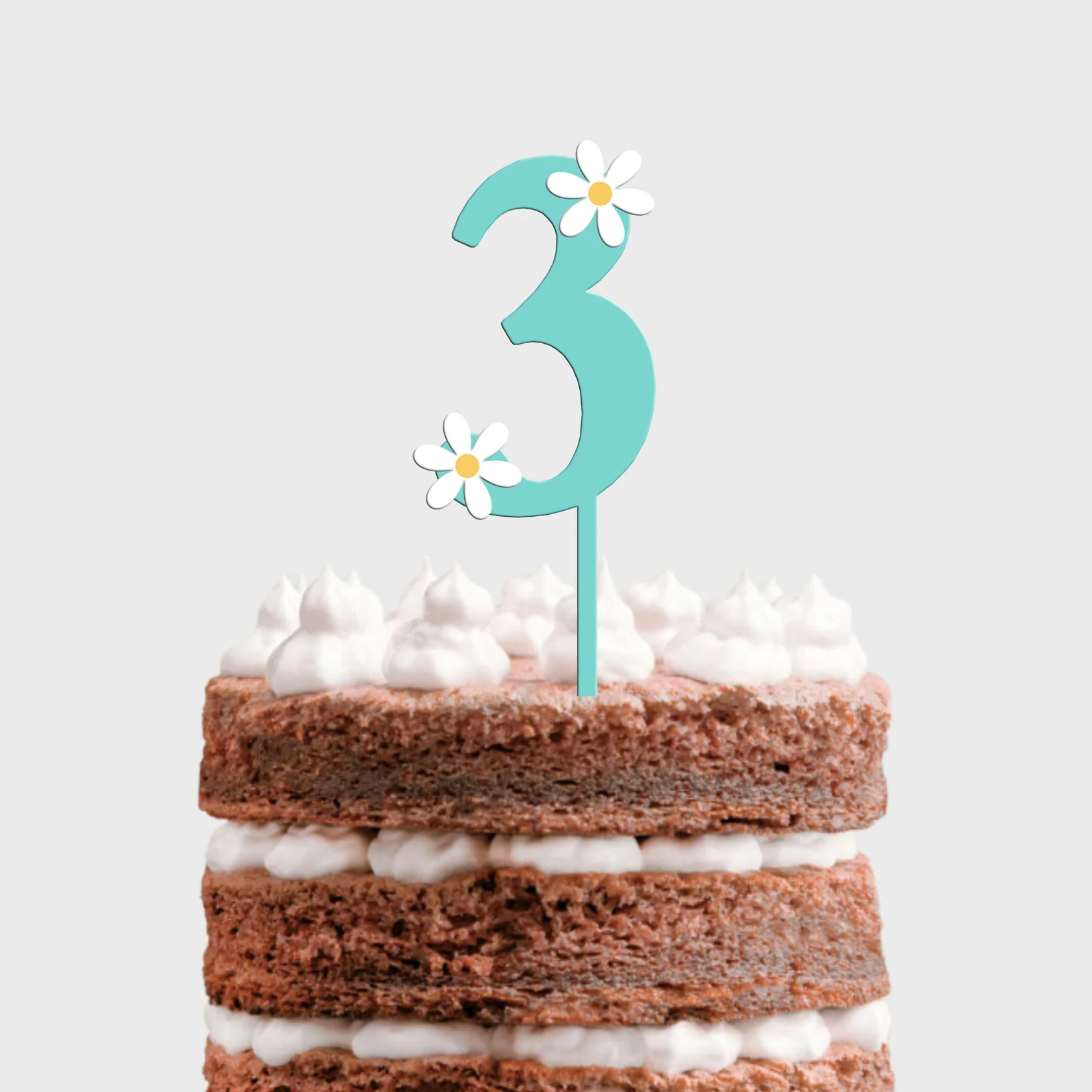 Topo de Bolo MDF Colorido Número com Margaridas