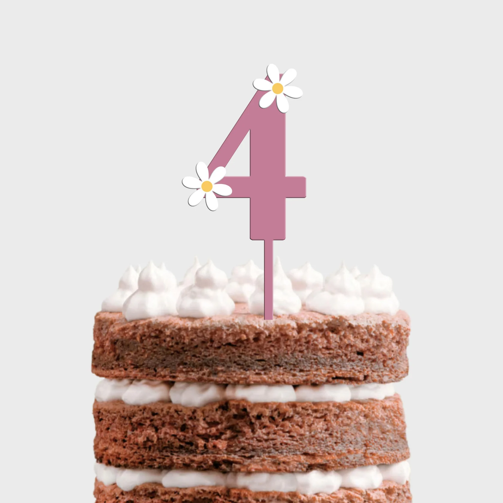 Topo de Bolo MDF Colorido Número com Margaridas