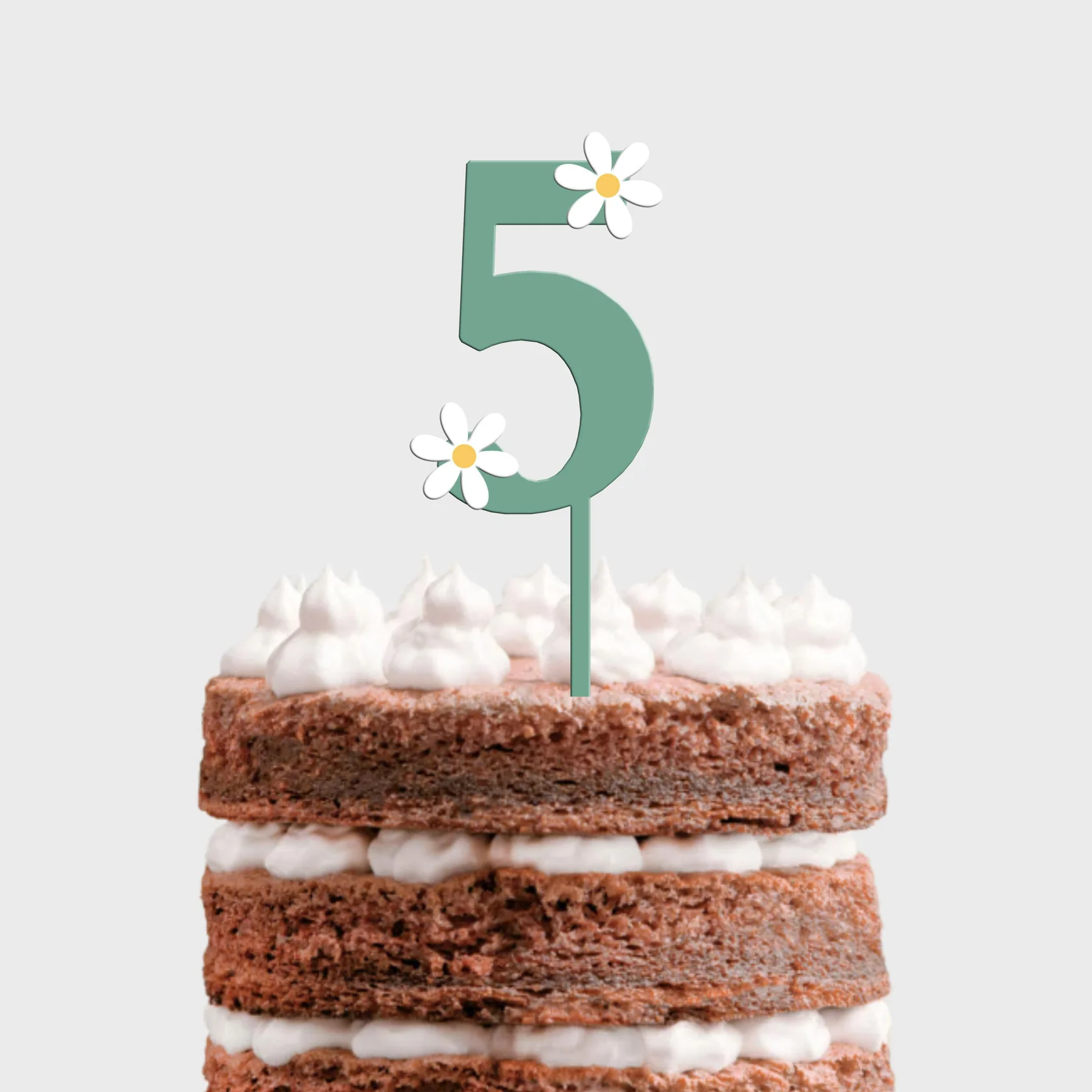 Topo de Bolo MDF Colorido Número com Margaridas