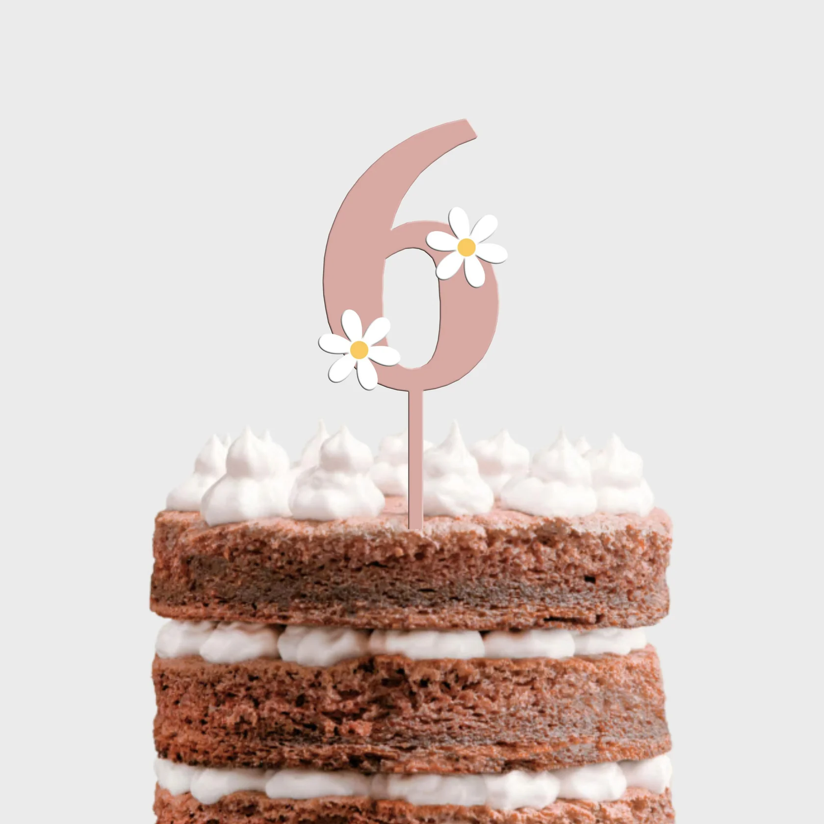 Topo de Bolo MDF Colorido Número com Margaridas