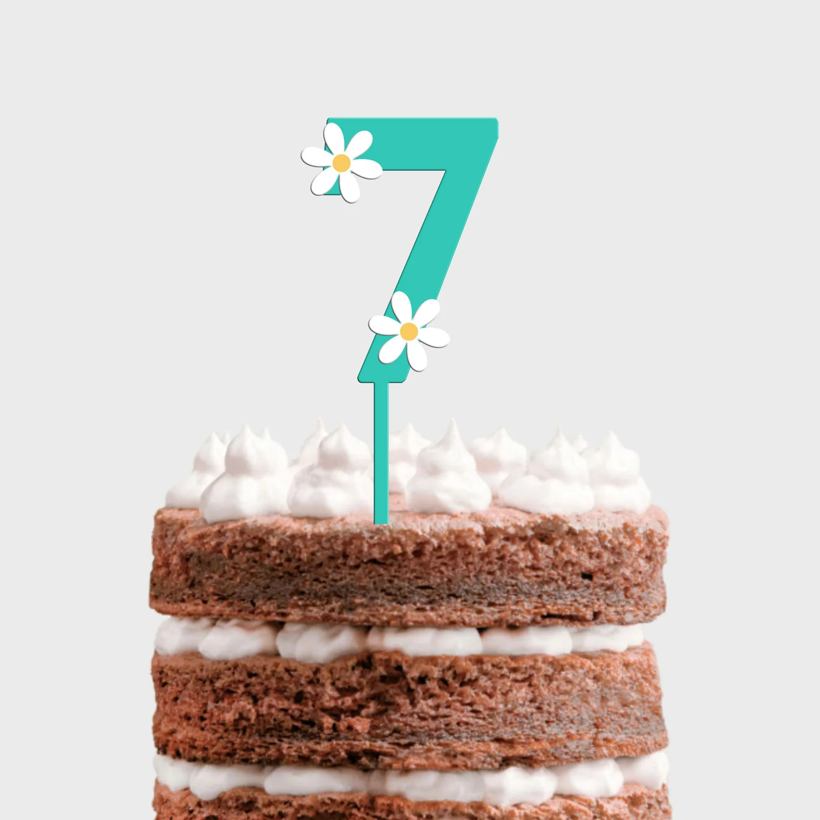 Topo de Bolo MDF Colorido Número com Margaridas