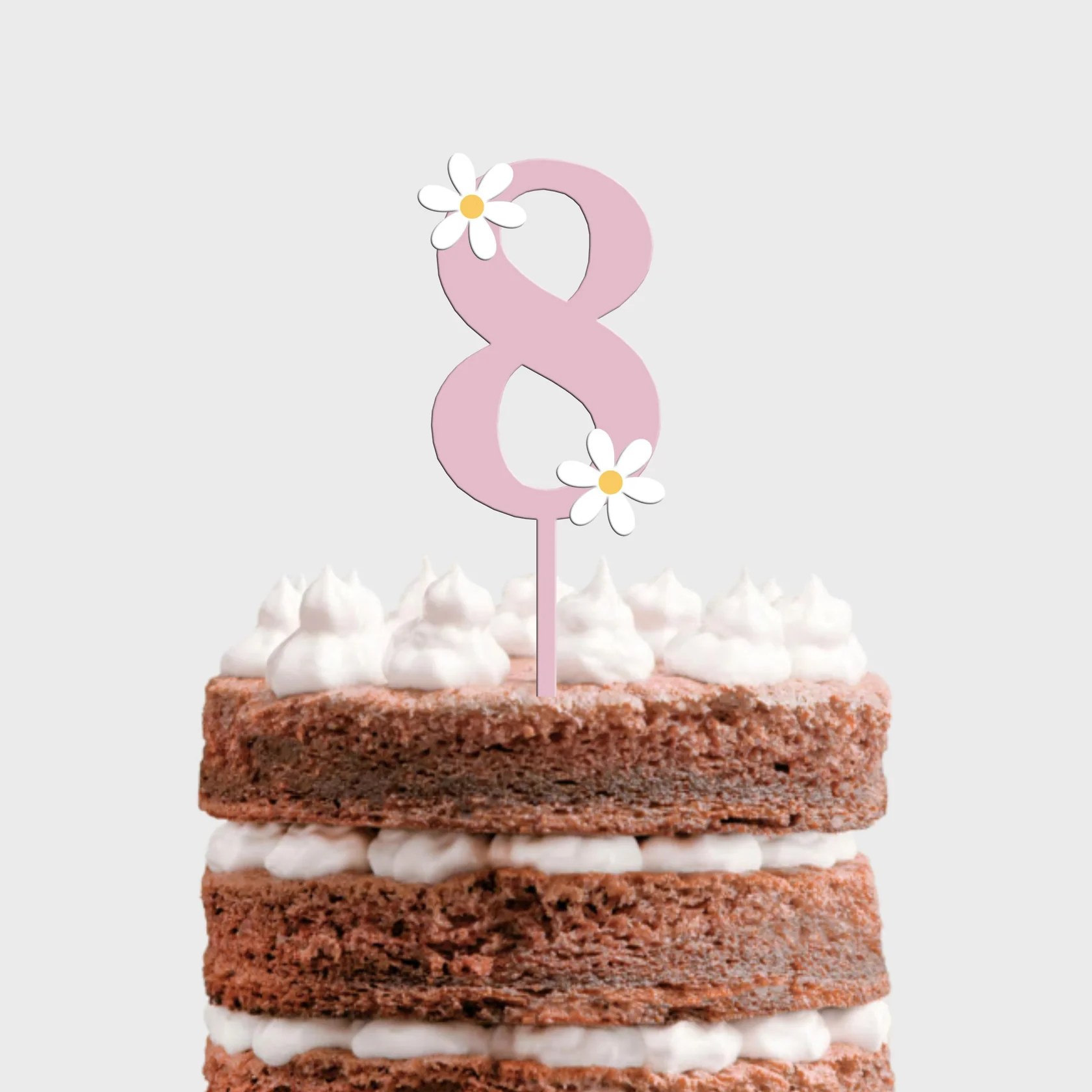 Topo de Bolo MDF Colorido Número com Margaridas