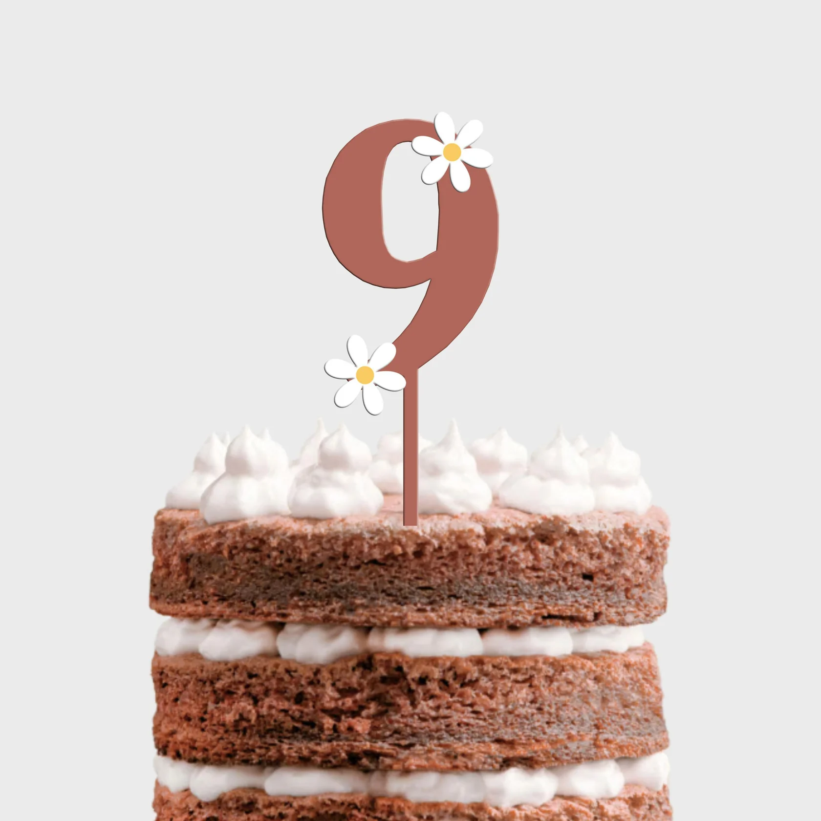 Topo de Bolo MDF Colorido Número com Margaridas