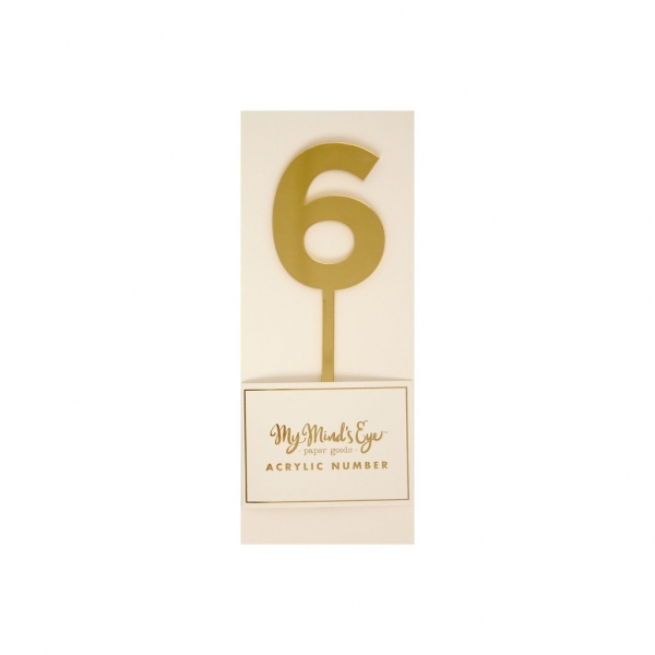 Número 6 Dourado Acrílico