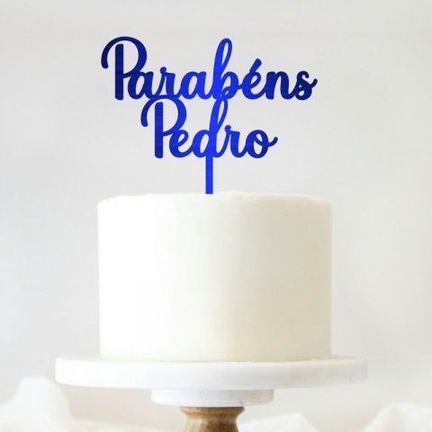 Topo de Bolo Personalizado Acrílico Espelhado e Mate - 2 Palavras - Letra 2