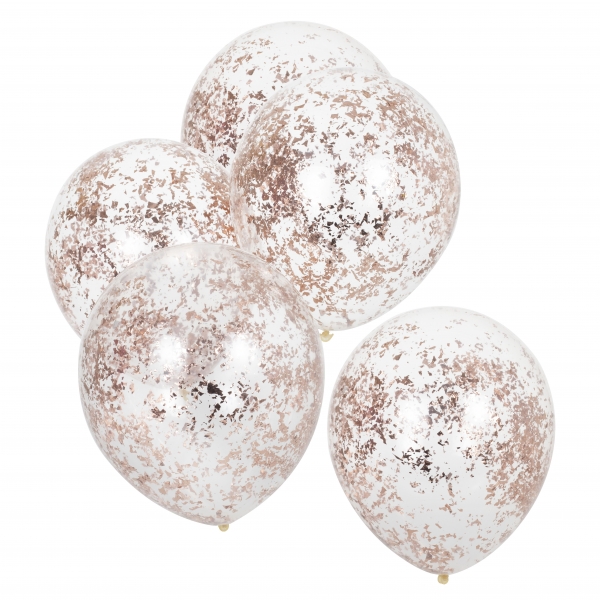 Balões com Confetti Farripas Rose Gold