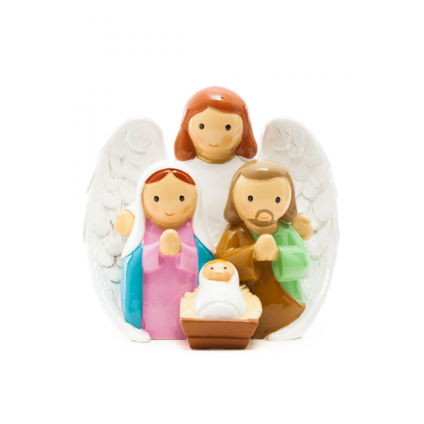 Figura Sagrada Família com Anjo da Guarda Figura Sagrada Família com Anjo da Guarda