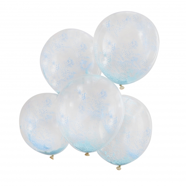 Balões com Confetti Bolinhas Azuis