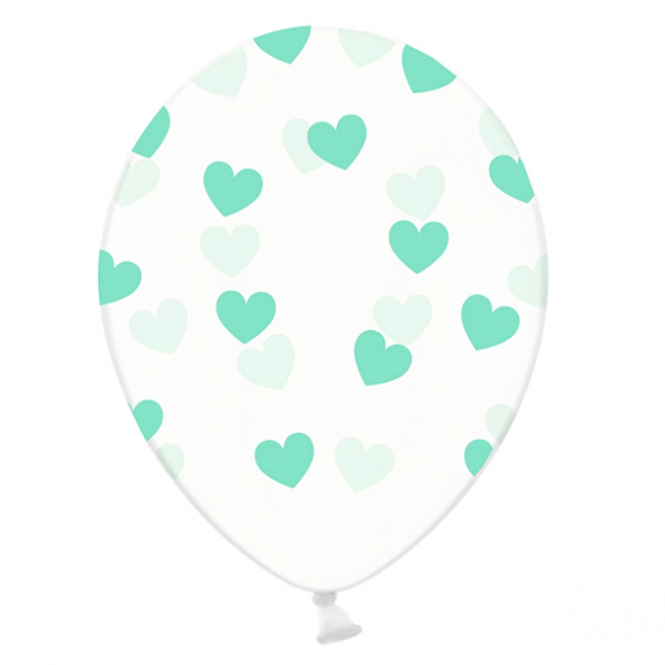 Unidade Balão Latex Transparente Corações Aqua