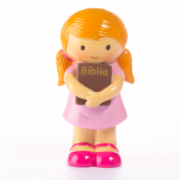Figura Menina com Bíblia (Rosa)