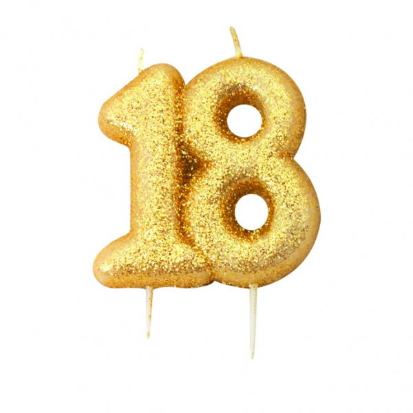 Vela Glitter Dourado Número 18 Vela Glitter Dourado Número 18
