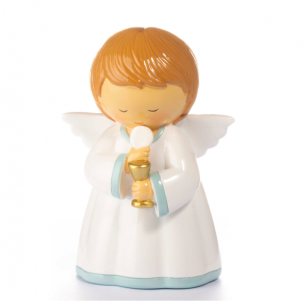 Figura Comunhão Anjo Azul com Cálice - 12cm