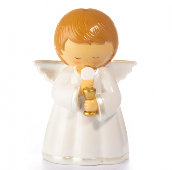 Figura Comunhão Anjo Pérola com Cálice - 12cm