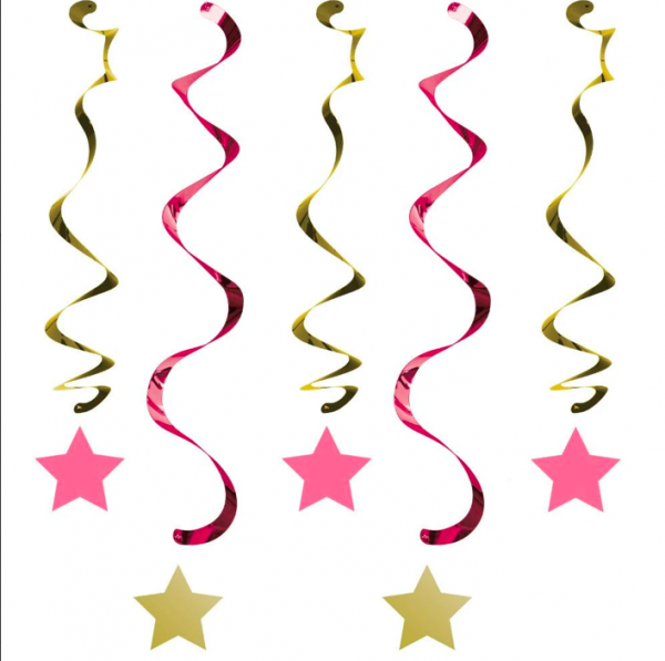 Swirls Estrelas Rosa e Dourado