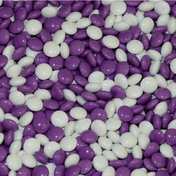Drageias de Chocolate Violeta e Branco 150g