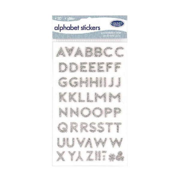 Autocolantes Letras Glitter Prata Autocolantes Letras Glitter Prata