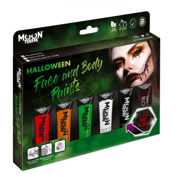 Kit Pinturas Faciais com Sangue Falso Halloween