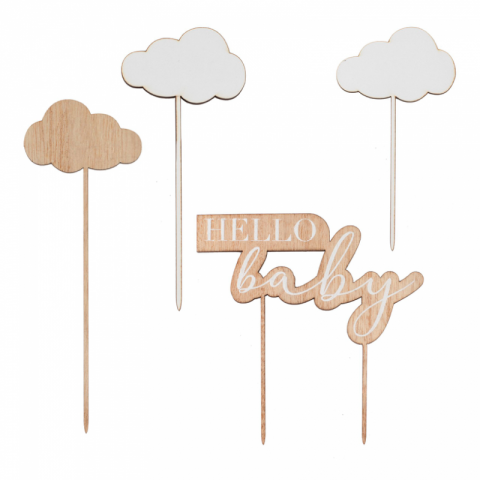 Topo de Bolo Madeira Hello Baby