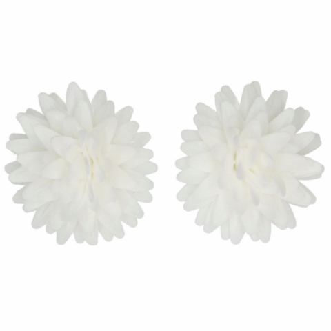 12 Flores Pompom Branco