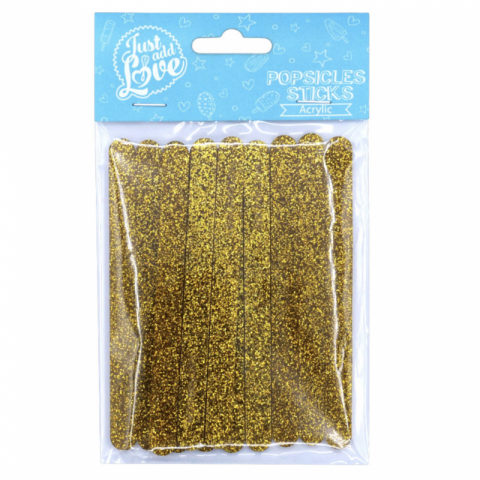 12 Popsicle Sticks Glitter Ouro