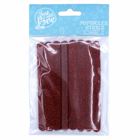 12 Popsicle Sticks Glitter Vermelho