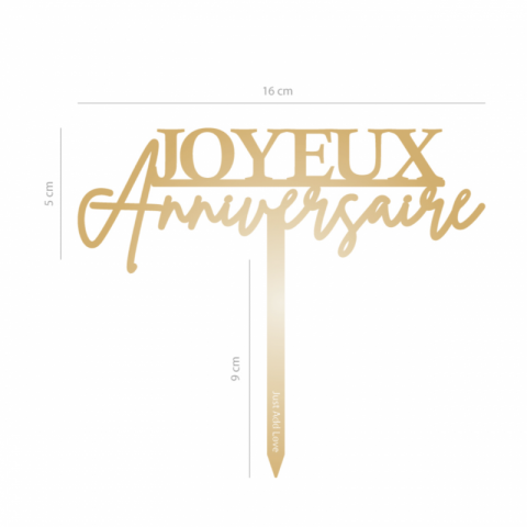Topo de Bolo Acrílico Joyeux Anniversaire