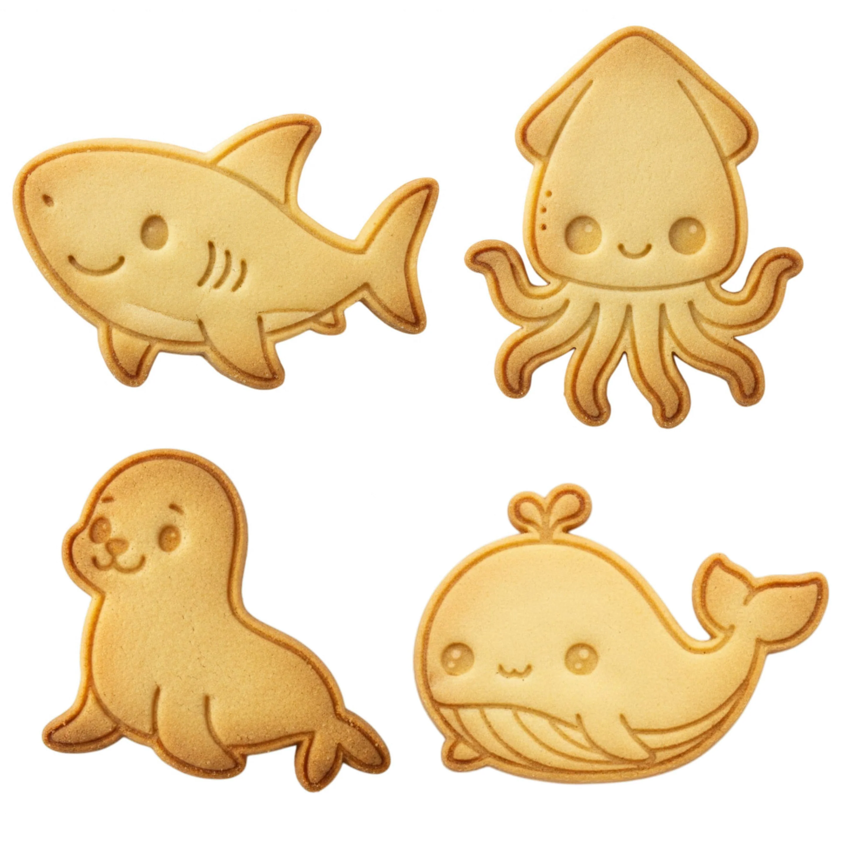 4 Mini Cortadores Animais do Mar