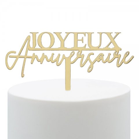 Topo de Bolo Acrílico Joyeux Anniversaire