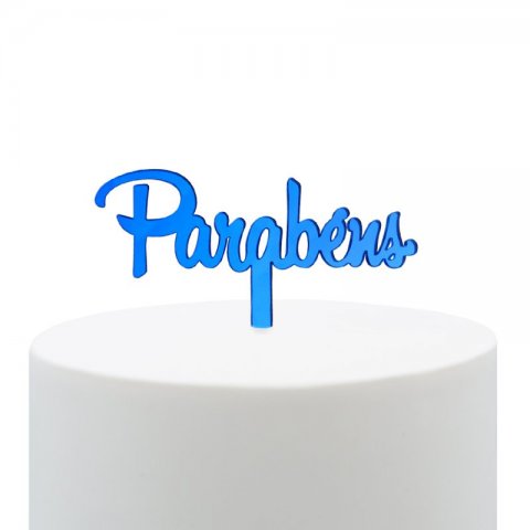 Topo de Bolo Acrílico Parabéns Azul
