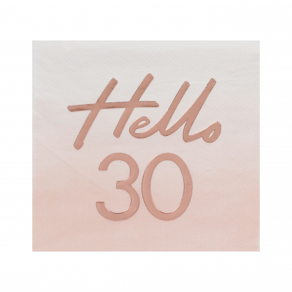 Guardanapos Rose Gold Hello 30 Guardanapos Rose Gold Hello 30