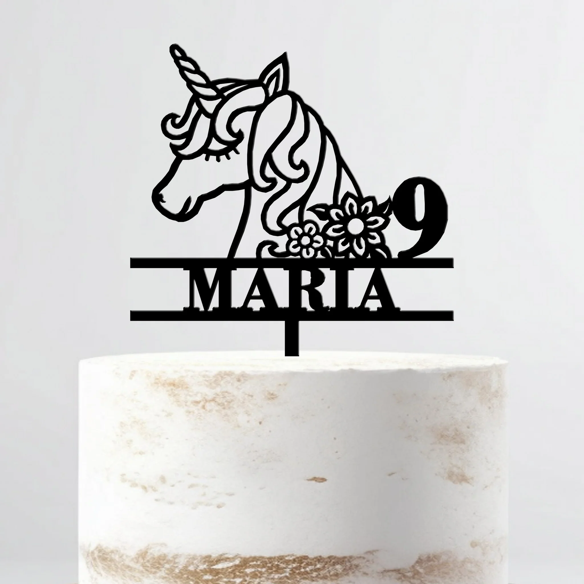 Topo de Bolo Acrílico Personalizável Unicórnio