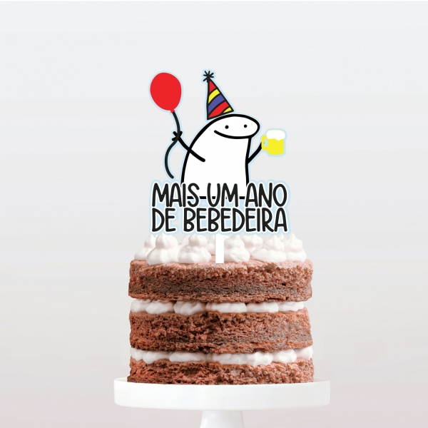 Topo de Bolo Flork Mais um Ano de Bebedeira