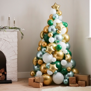 Kit Árvore de Balões Verde e Dourado