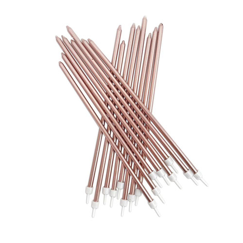 Velas Altas Rosa Dourado Metalizado