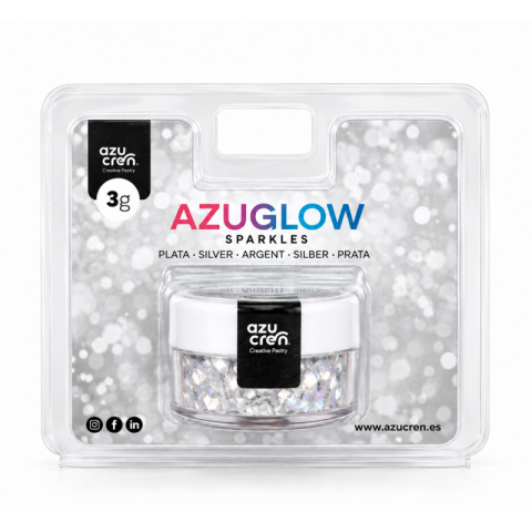 Flocos de Glitter Azuglow Sparkle Prata