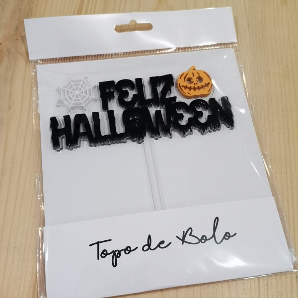 Topo de Bolo Acrílico Feliz Halloween