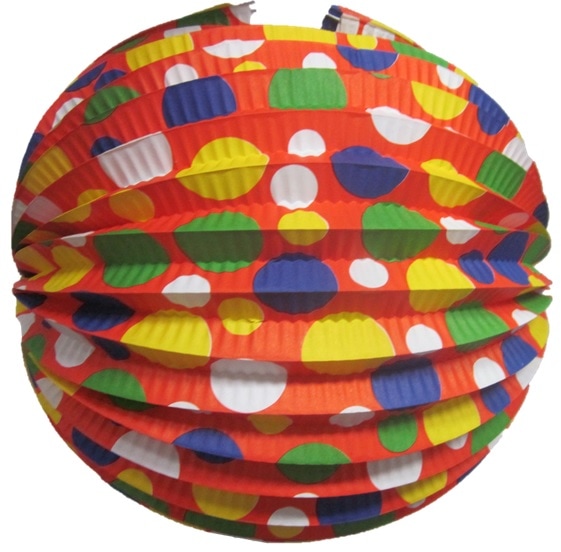 Balão Papel Vermelho Bolinhas 25cm